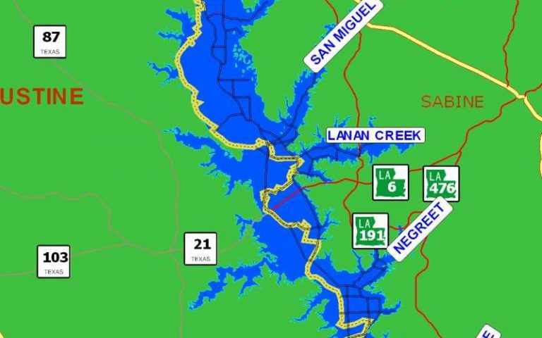 Map of Toledo Bend Boat Lanes - Bl BoatLanesMap2 M 768x480